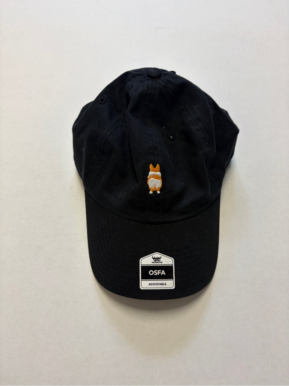 Fan Favorite Black Corgi Embroidered Adjustable Baseball Cap One Size
